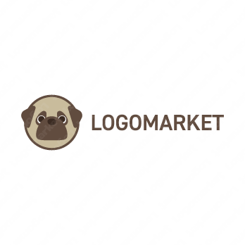 小型犬とパグと動物のロゴ