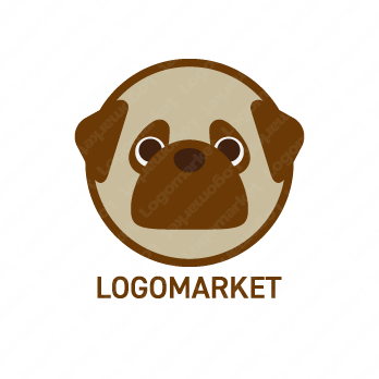 小型犬とパグと動物のロゴ