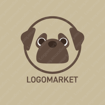 小型犬とパグと動物のロゴ