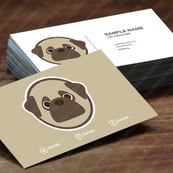 小型犬とパグと動物のロゴ