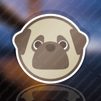 小型犬とパグと動物のロゴ