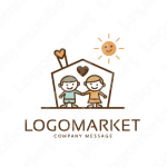 こどもと家とハートのロゴ