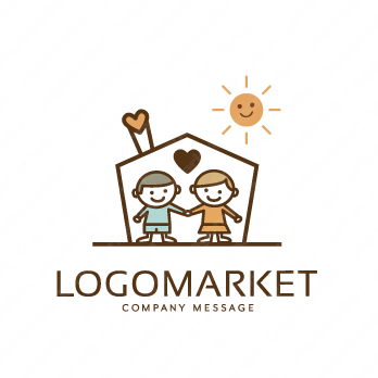 こどもと家とハートのロゴ