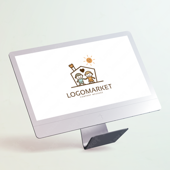 こどもと家とハートのロゴ