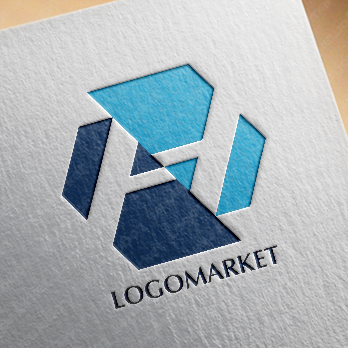 Hと六角形とシャープのロゴ