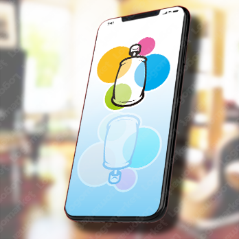 塗装とスプレー缶とインクのロゴ