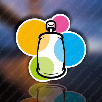 塗装とスプレー缶とインクのロゴ