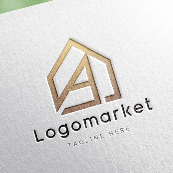 Aと家と五角形のロゴ