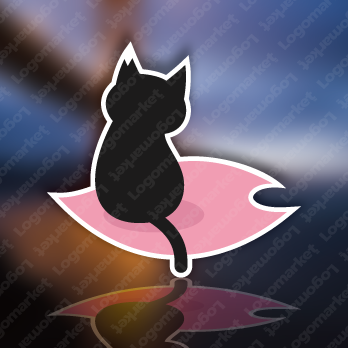 保護猫と桜とカフェのロゴ