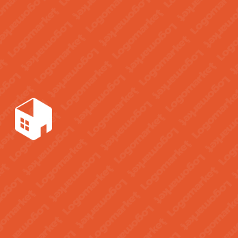 家とキューブと箱のロゴ