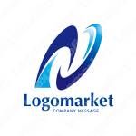 Nとブルーと発展のロゴ