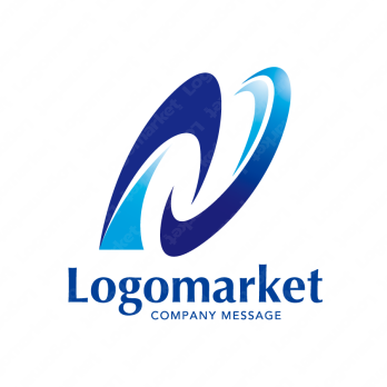 Nとブルーと発展のロゴ