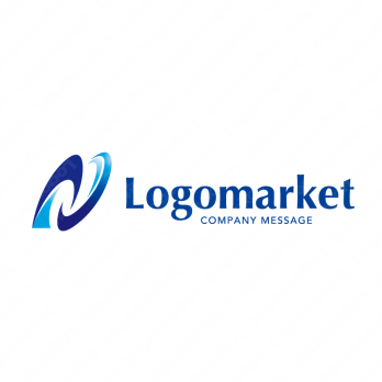 Nとブルーと発展のロゴ