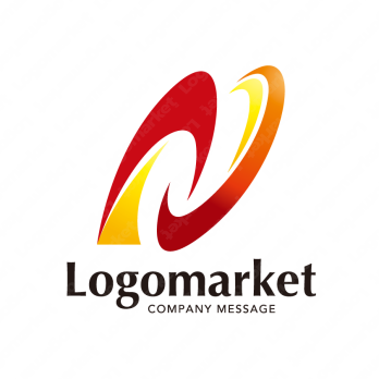 Nとブルーと発展のロゴ