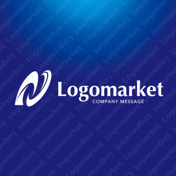 Nとブルーと発展のロゴ