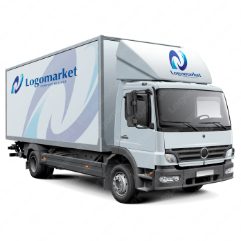 Nとブルーと発展のロゴ