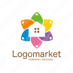 家とカラフルとポジティブのロゴ