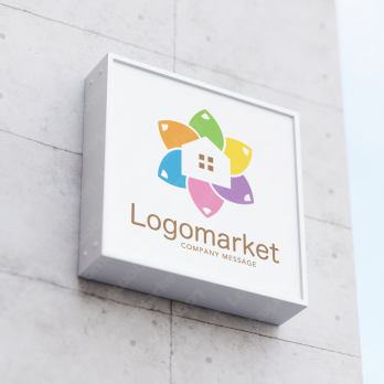 家とカラフルとポジティブのロゴ