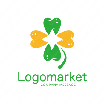 歯科と四つ葉と安心感のロゴ