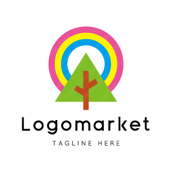 木と虹とレインボーのロゴ