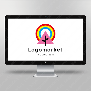 木と虹とレインボーのロゴ