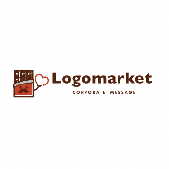 チョコと親しみとハートのロゴ