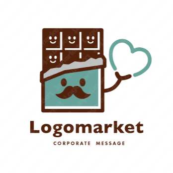 チョコと親しみとハートのロゴ