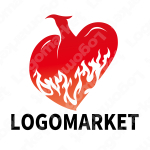 ハートと鳥と炎のロゴ