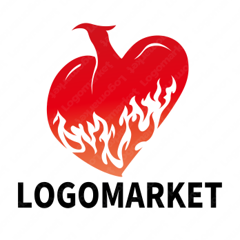 ハートと鳥と炎のロゴ