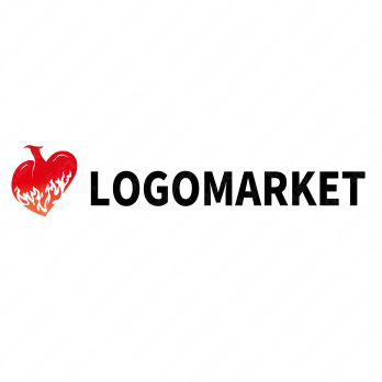 ハートと鳥と炎のロゴ