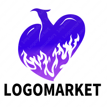ハートと鳥と炎のロゴ
