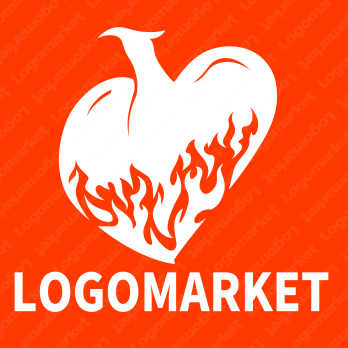 ハートと鳥と炎のロゴ