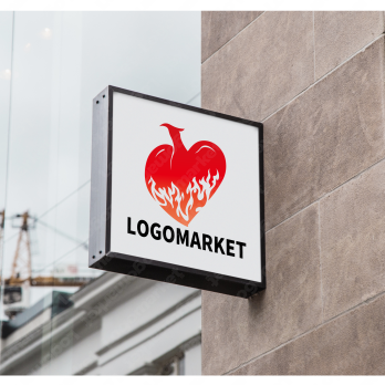 ハートと鳥と炎のロゴ