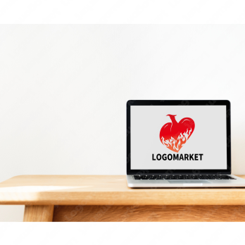 ハートと鳥と炎のロゴ