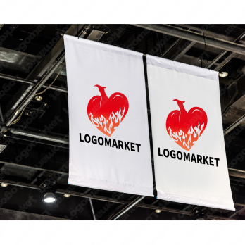 ハートと鳥と炎のロゴ