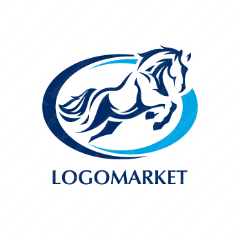 馬とジャンプと跳ね馬のロゴ