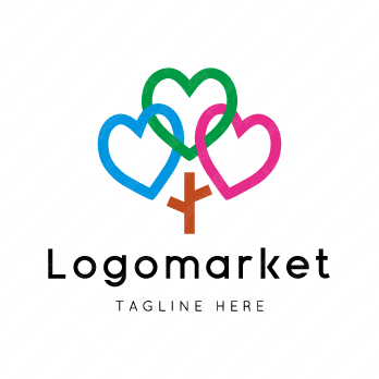 ハートと心と木のロゴ