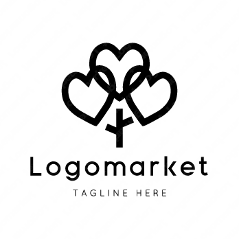 ハートと心と木のロゴ