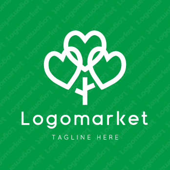 ハートと心と木のロゴ