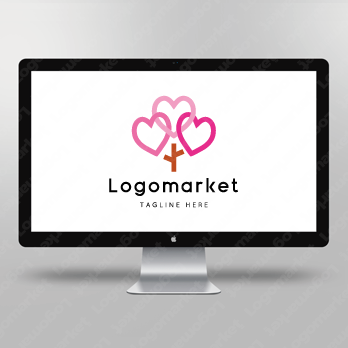 ハートと心と木のロゴ