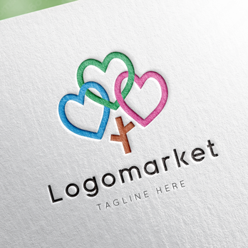 ハートと心と木のロゴ