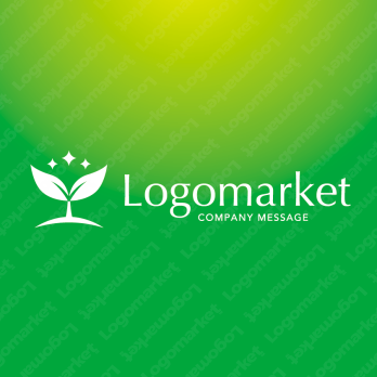 双葉と三つ星と成長のロゴ