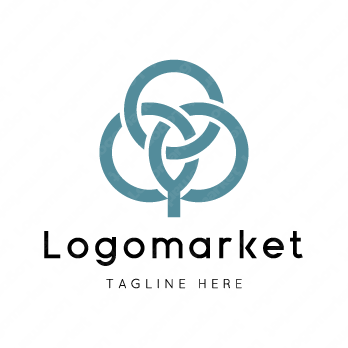 木と円と植物のロゴ