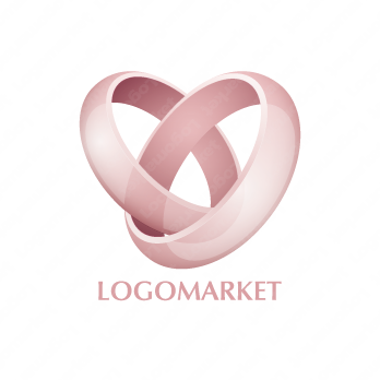 指輪とハートと結婚のロゴ