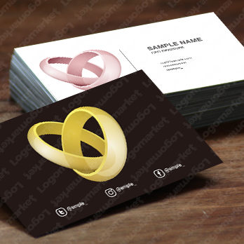 指輪とハートと結婚のロゴ