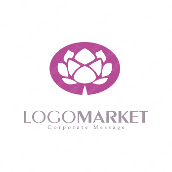 ハスと蓮の花とミニマルのロゴ