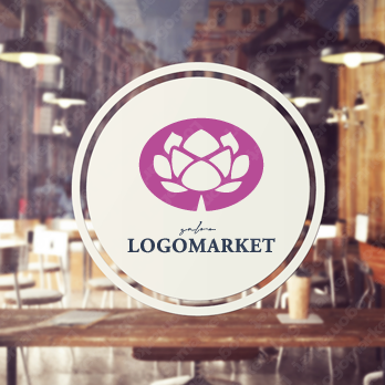 ハスと蓮の花とミニマルのロゴ