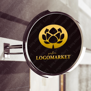 ハスと蓮の花とミニマルのロゴ