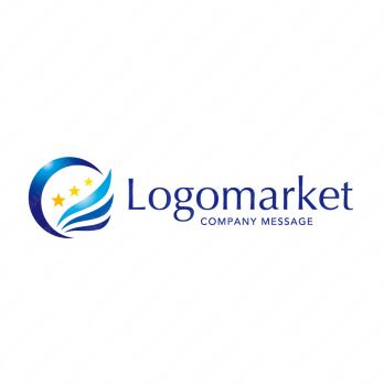 翼と成功と幸運のロゴ