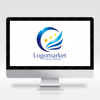 翼と成功と幸運のロゴ